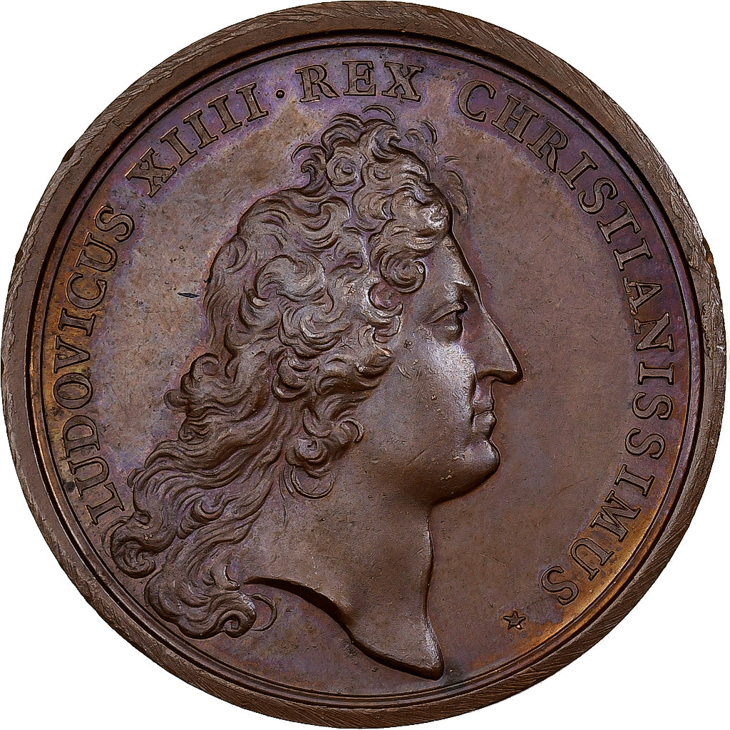 France, Médaille, Louis XIV, Mort de la Reine, 1683, Bronze, Mauger, Refrappe