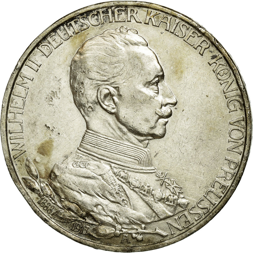 Coin, German States, PRUSSIA, Wilhelm II, 3 Mark, 1913, Berlin, EF(40-45)
