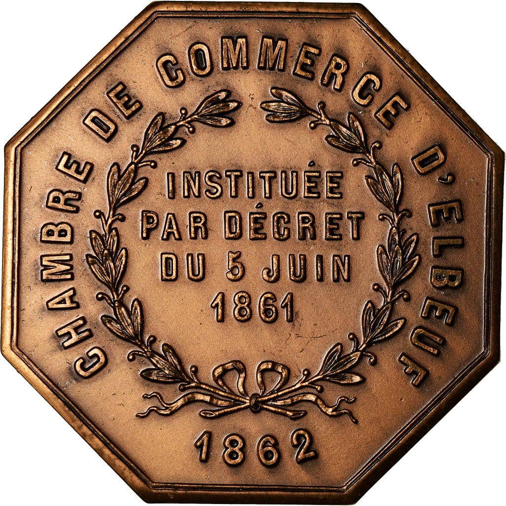 Francja, Token, Chambre de Commerce d'Elbeuf, 1862, MS(65-70), Bronze