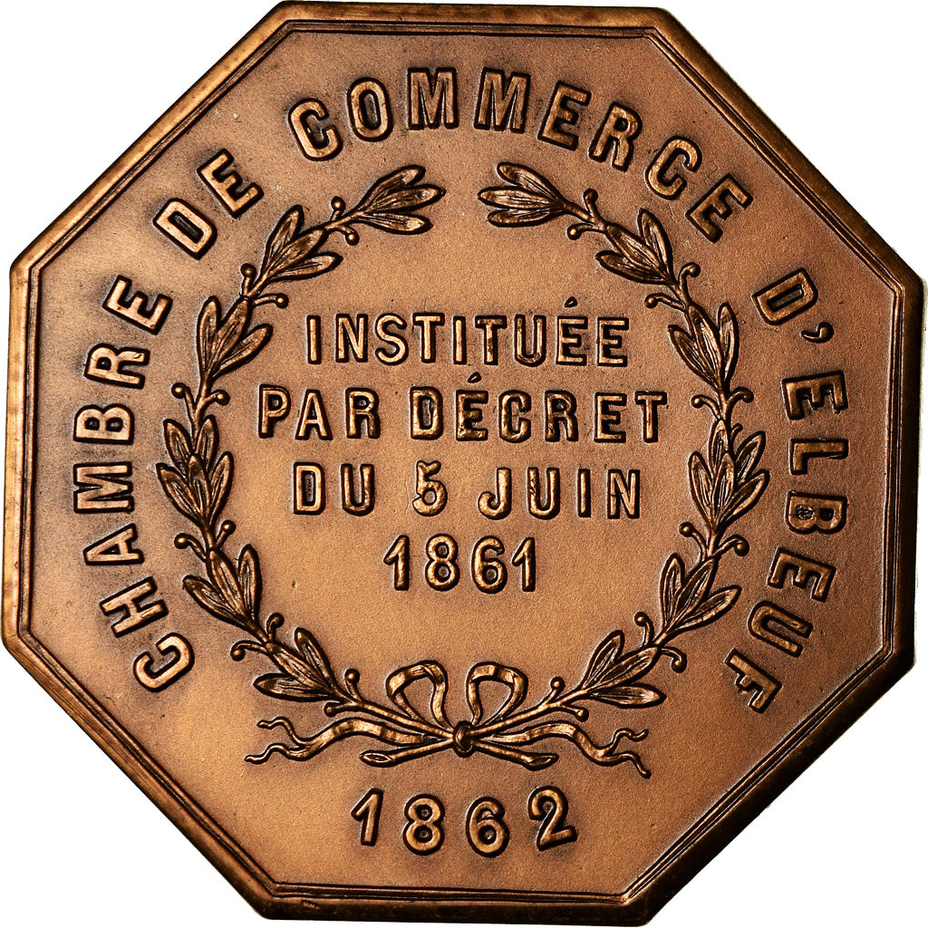France, Token, Chambre de Commerce d'Elbeuf, 1862, MS(64), Bronze
