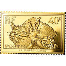 Francia, medalla, Timbre, Bicentenaire, La Marseillaise, 40 Centimes, FDC, Oro