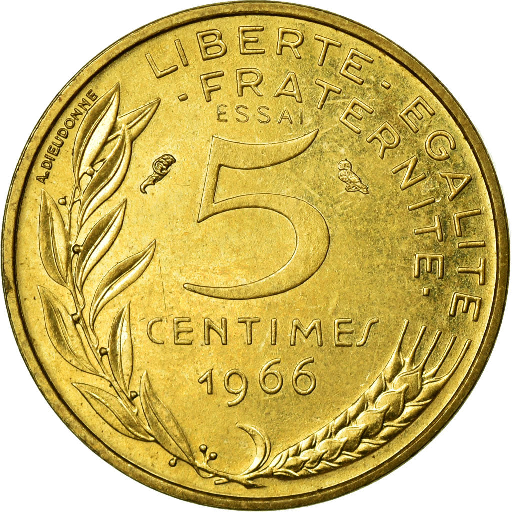 Münze, Frankreich, 5 Centimes, 1966, VZ+, Aluminum-Bronze, KM:E113, Gadoury:175
