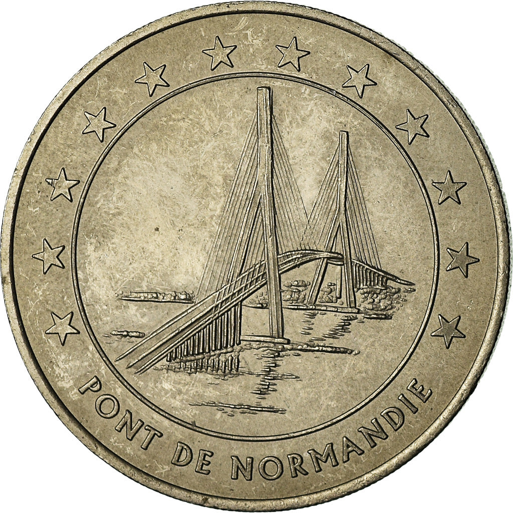 França, Medal, 3 Euro Ville du Havre, Pont de Normandie, 1996, MS(64), Níquel