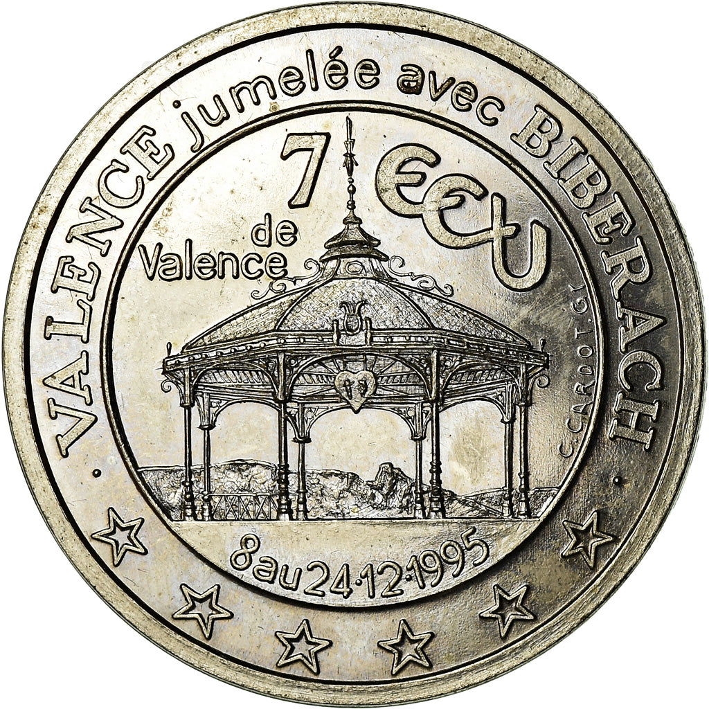 France, Medal, Euros des Villes, 7 Ecu de Valence, 1995, MS(63), Nickel