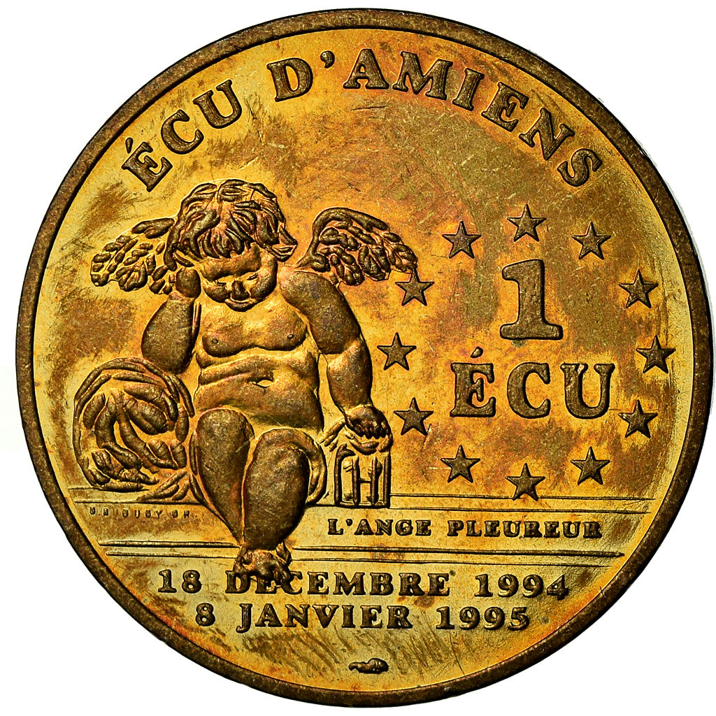 France, Medal, 1 Ecu d'Amiens, Cathédrale, 1994, MS(63), Copper