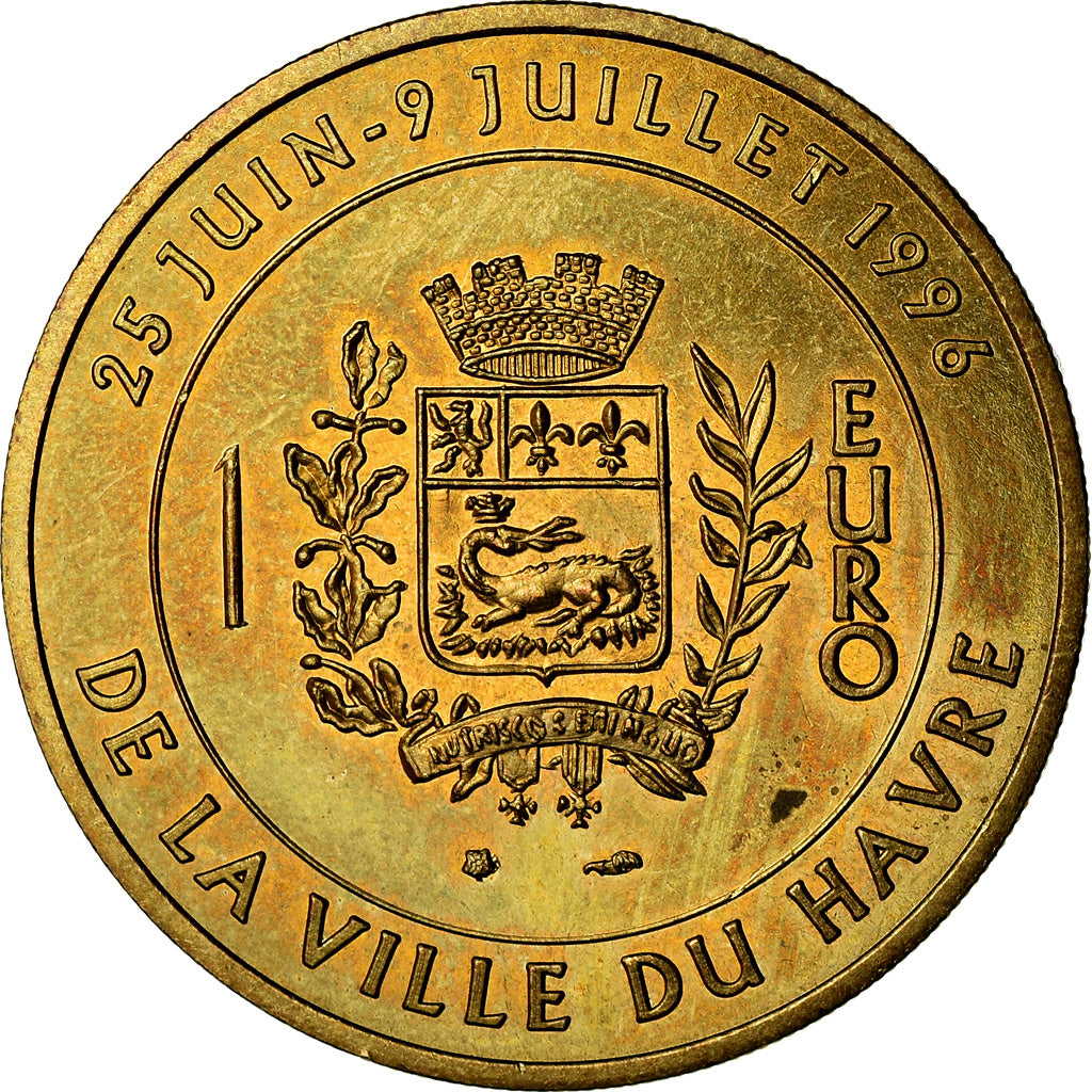 France, Medal, 1 Euro de la Ville du Havre, Pont de Normandie, 1996, MS(63)