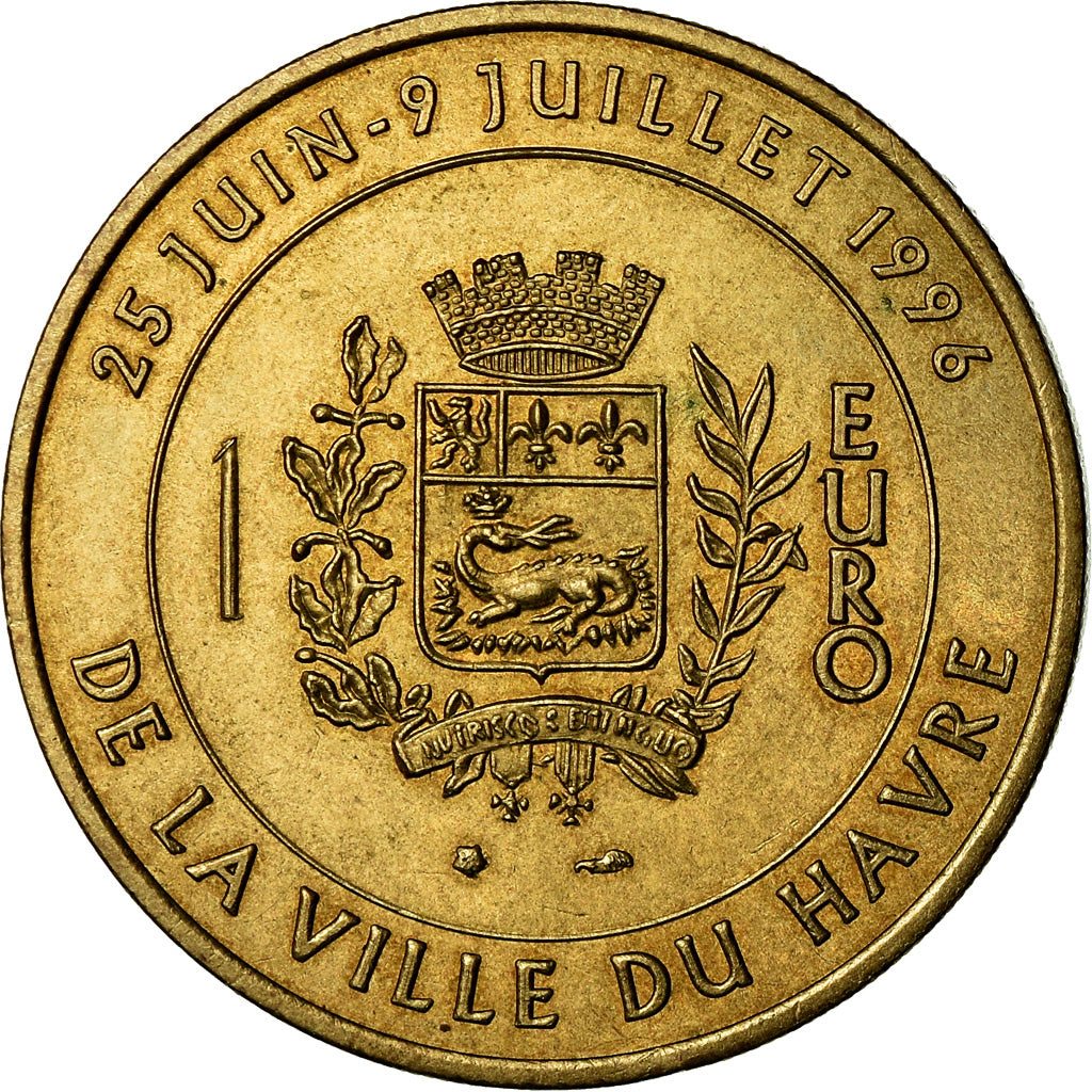 France, Medal, 1 Euro de la Ville du Havre, Pont de Normandie, 1996, MS(64)