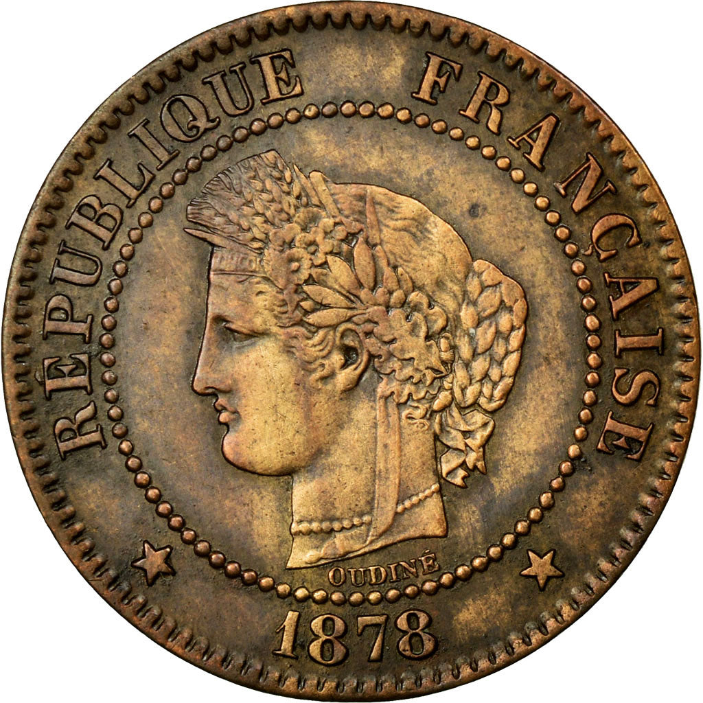 Coin, France, Cérès, 2 Centimes, 1878, Bordeaux, AU(50-53), Bronze, KM:827.2