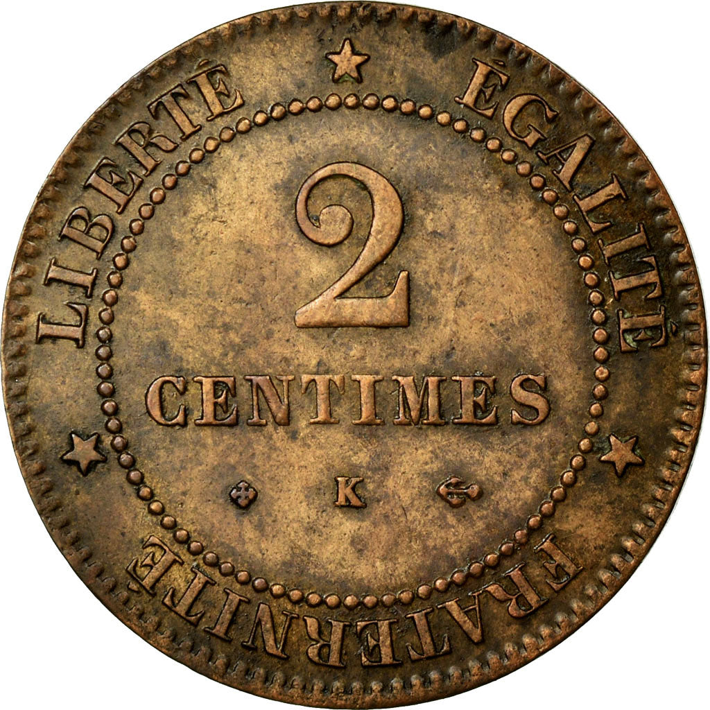 Coin, France, Cérès, 2 Centimes, 1878, Bordeaux, AU(50-53), Bronze, KM:827.2