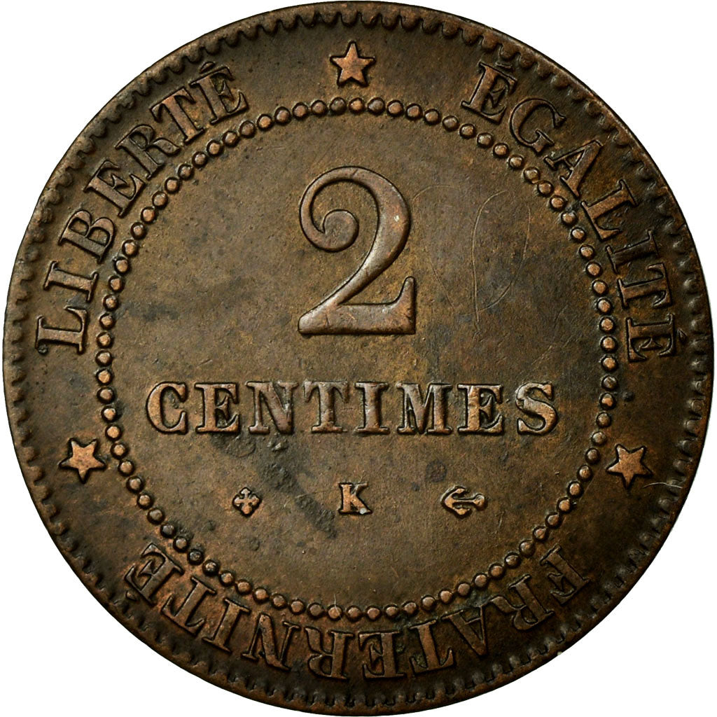 Coin, France, Cérès, 2 Centimes, 1878, Bordeaux, AU(50-53), Bronze, KM:827.2