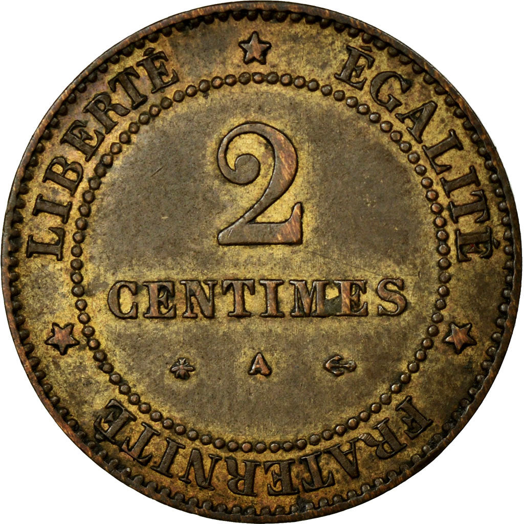 Monnaie, France, Cérès, 2 Centimes, 1878, Paris, TTB+, Bronze, Gadoury:105