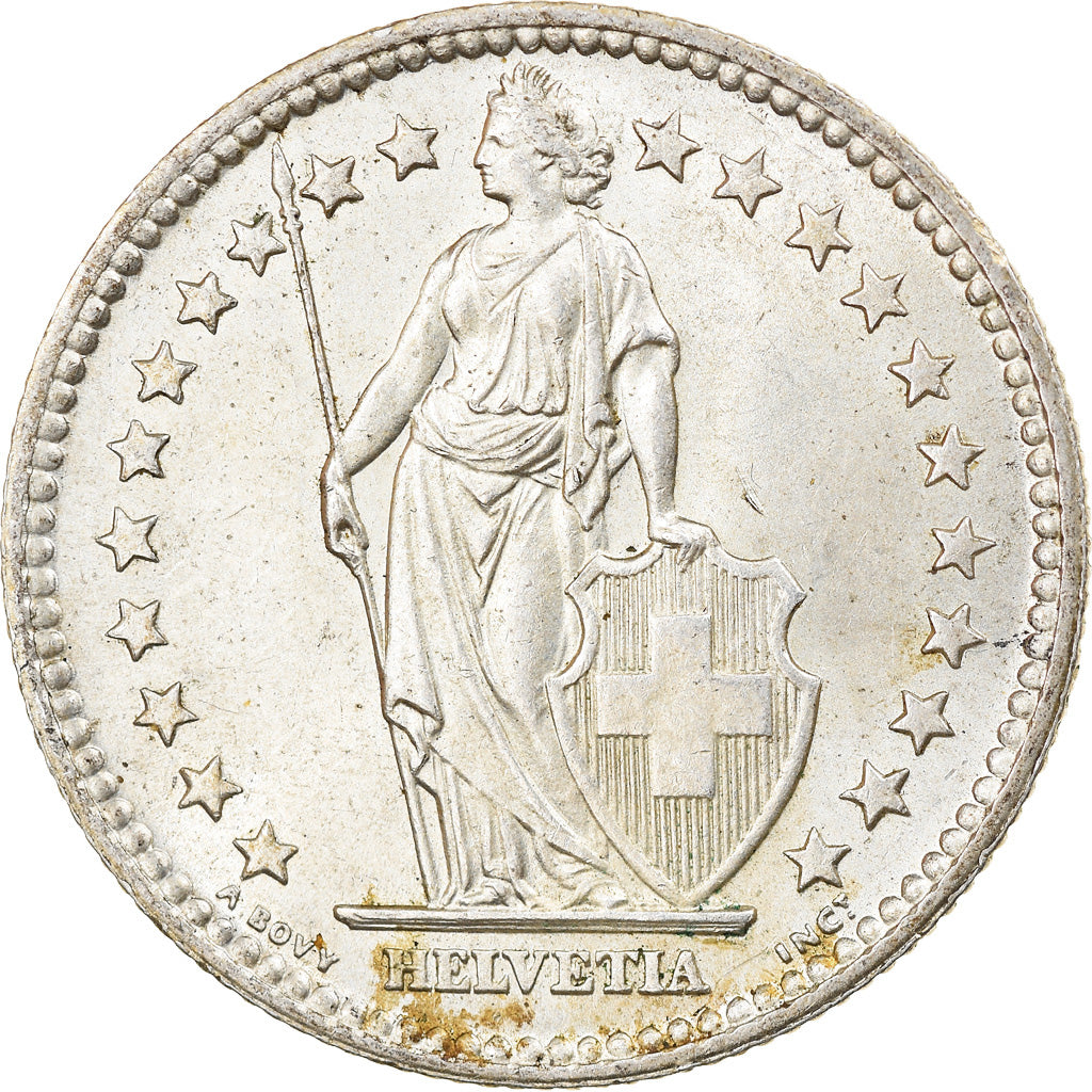 Coin, Switzerland, 2 Francs, 1957, Bern, AU(55-58), Silver, KM:21