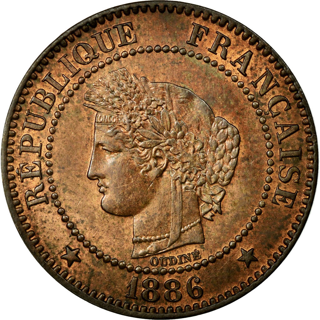 Coin, France, Cérès, 2 Centimes, 1886, Paris, MS(60-62), Bronze, Gadoury:105
