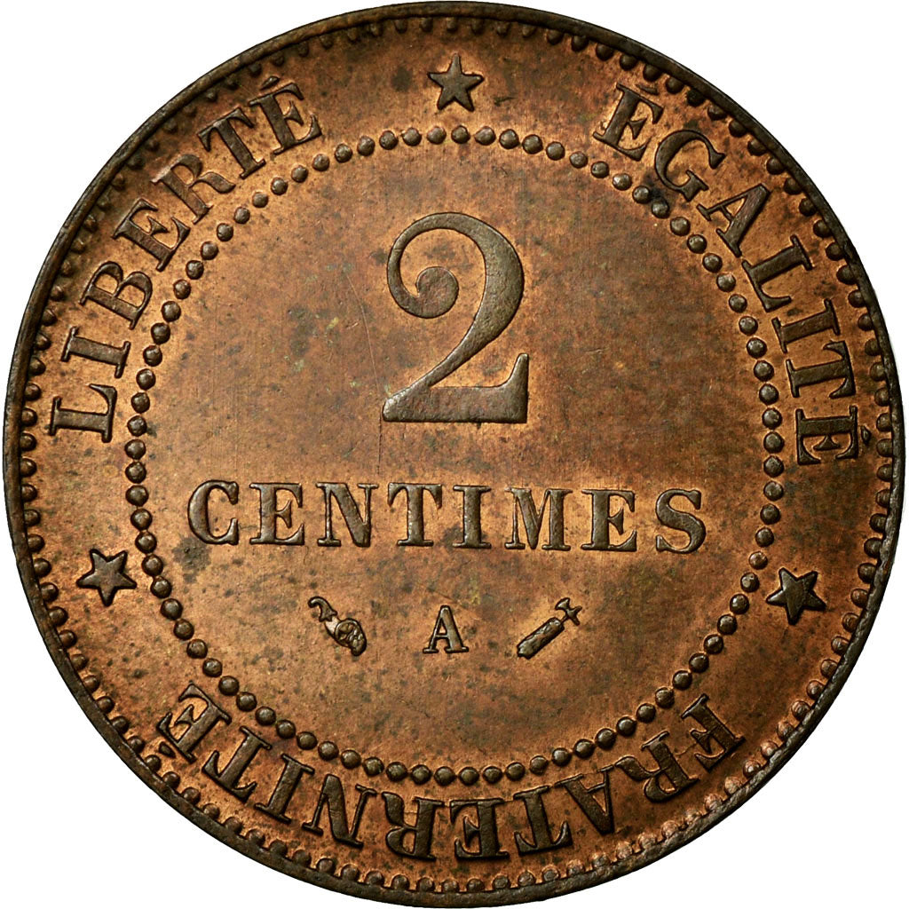 Coin, France, Cérès, 2 Centimes, 1886, Paris, MS(60-62), Bronze, Gadoury:105
