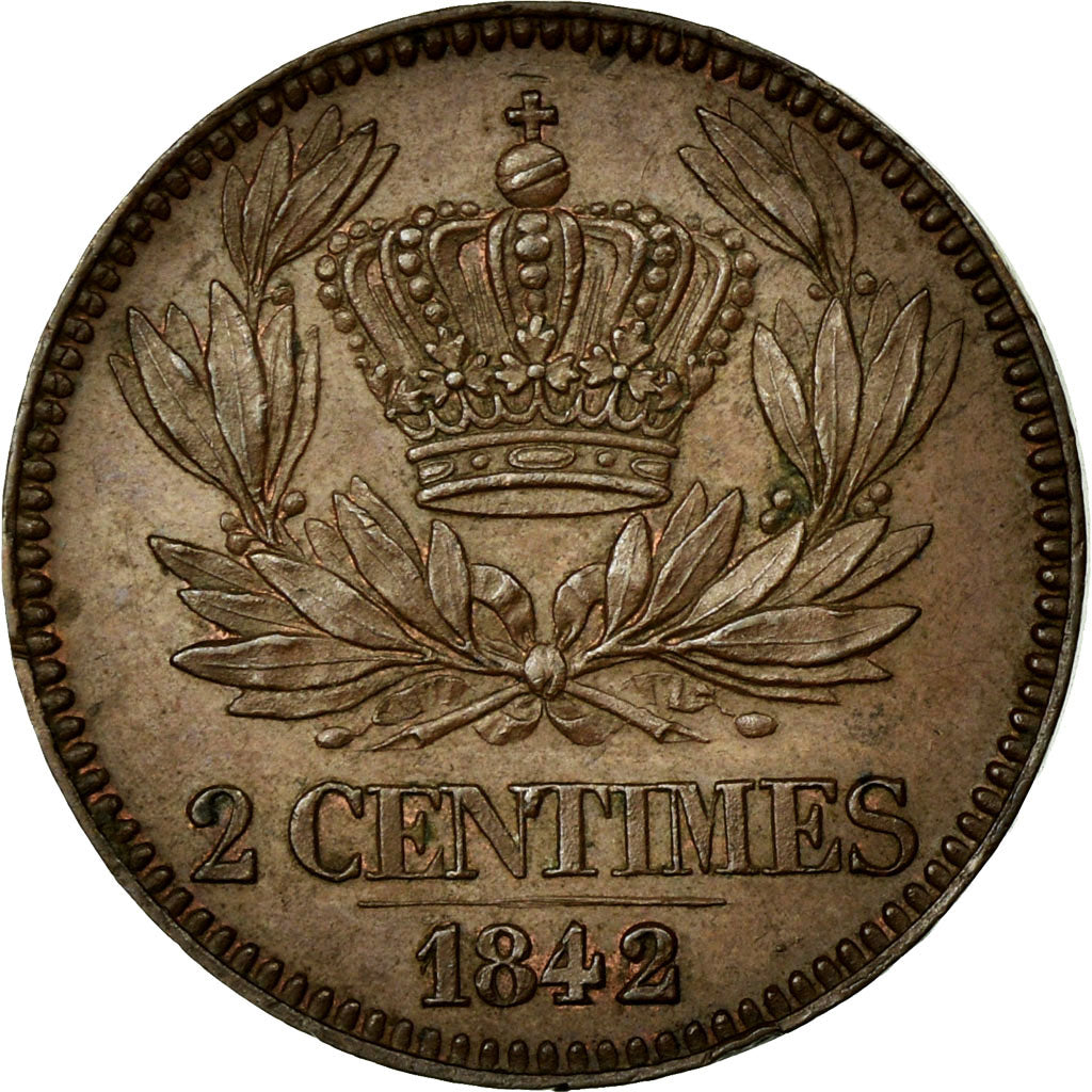 France, Louis Philippe I, 2 Centimes, 1842, Paris, Pattern, Bronze, MS(60-62)
