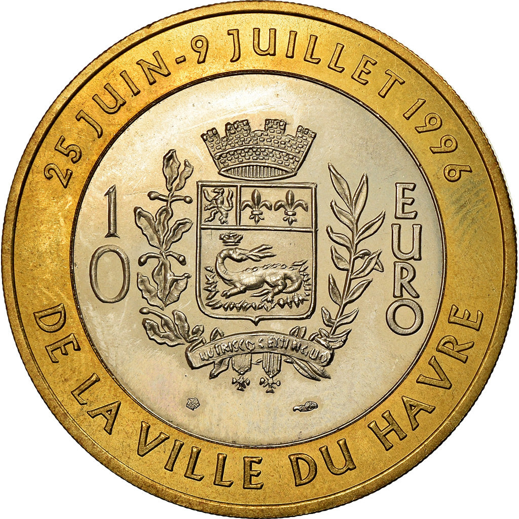 France, Médaille, 10 Euro, Ville du Havre, Pont de Normandie, 1996, FDC