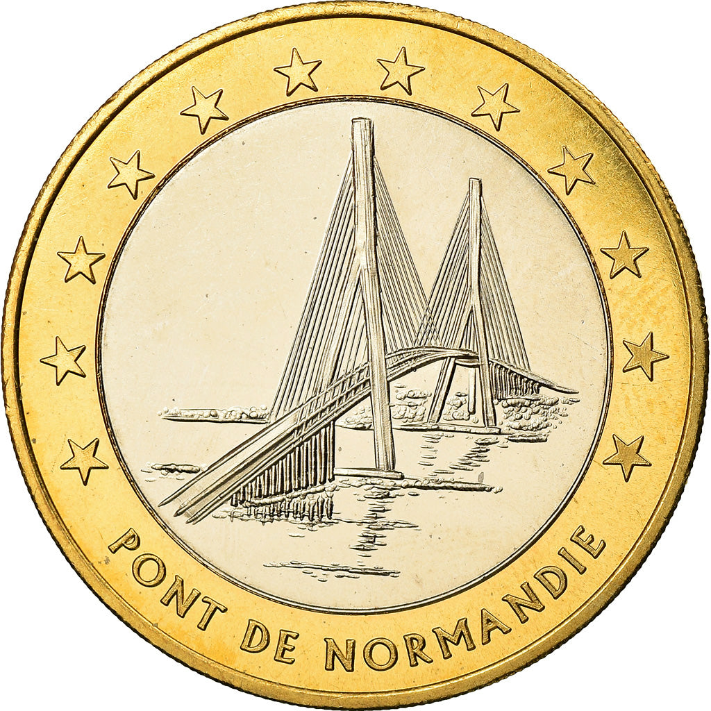 França, Medal, 10 Euro, Ville du Havre, Pont de Normandie, 1996, MS(65-70)