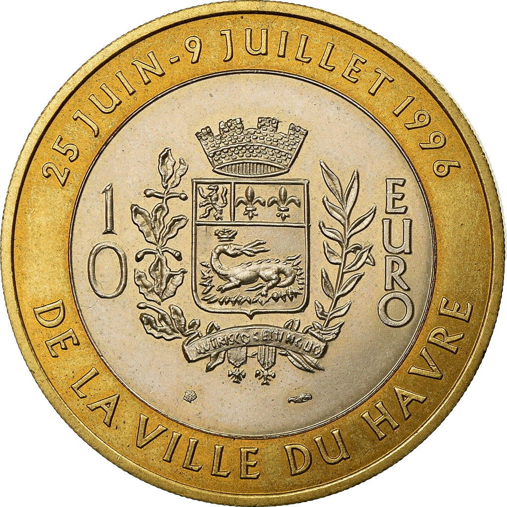 Francia, medaglia, 10 Euro, Ville du Havre, Pont de Normandie, 1996, SPL+