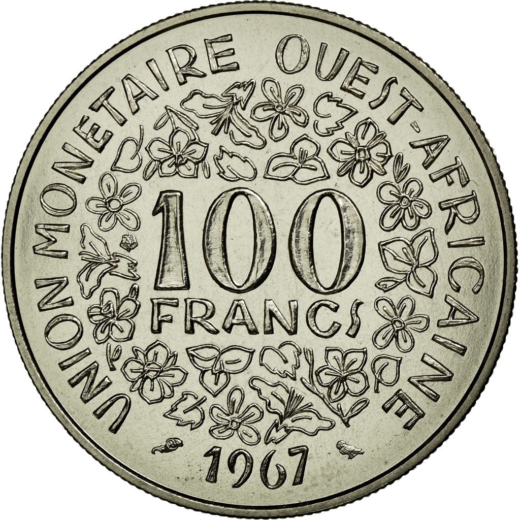Coin, West African States, 100 Francs, 1967, MS(63), Nickel