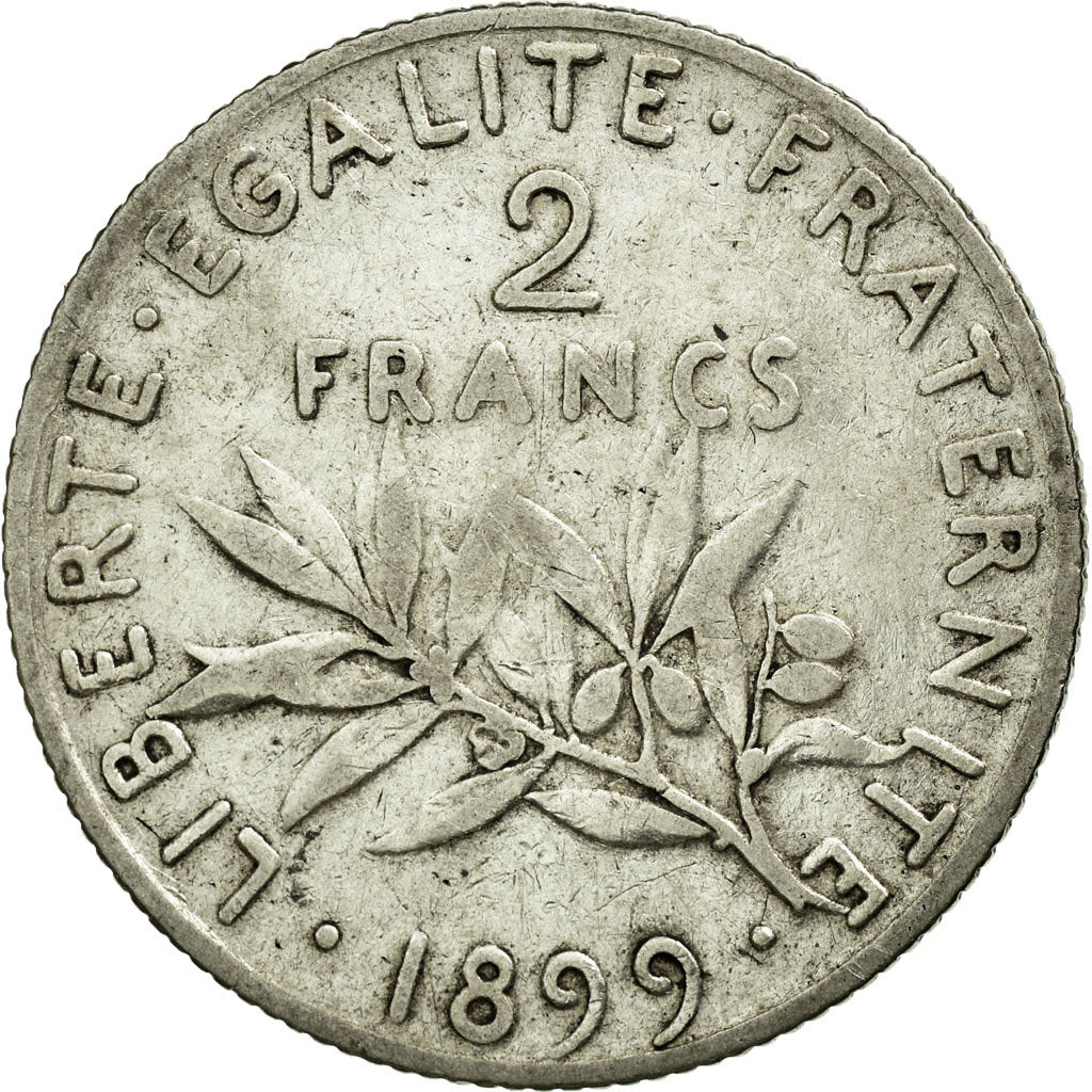 Coin, France, Semeuse, 2 Francs, 1899, EF(40-45), Silver, Gadoury:532