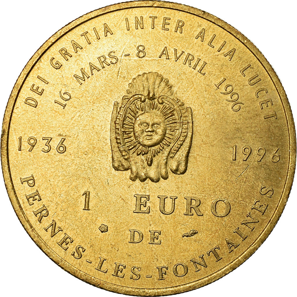 France, Token, 1 Euro de Pernes-les-Fontaines, 1996, MS(65-70)