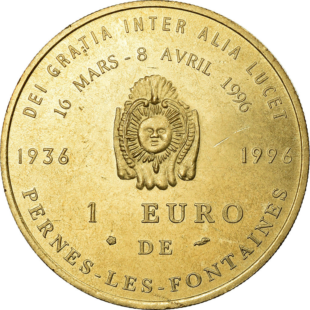 Francja, Token, 1 Euro de Pernes-les-Fontaines, 1996, MS(65-70)
