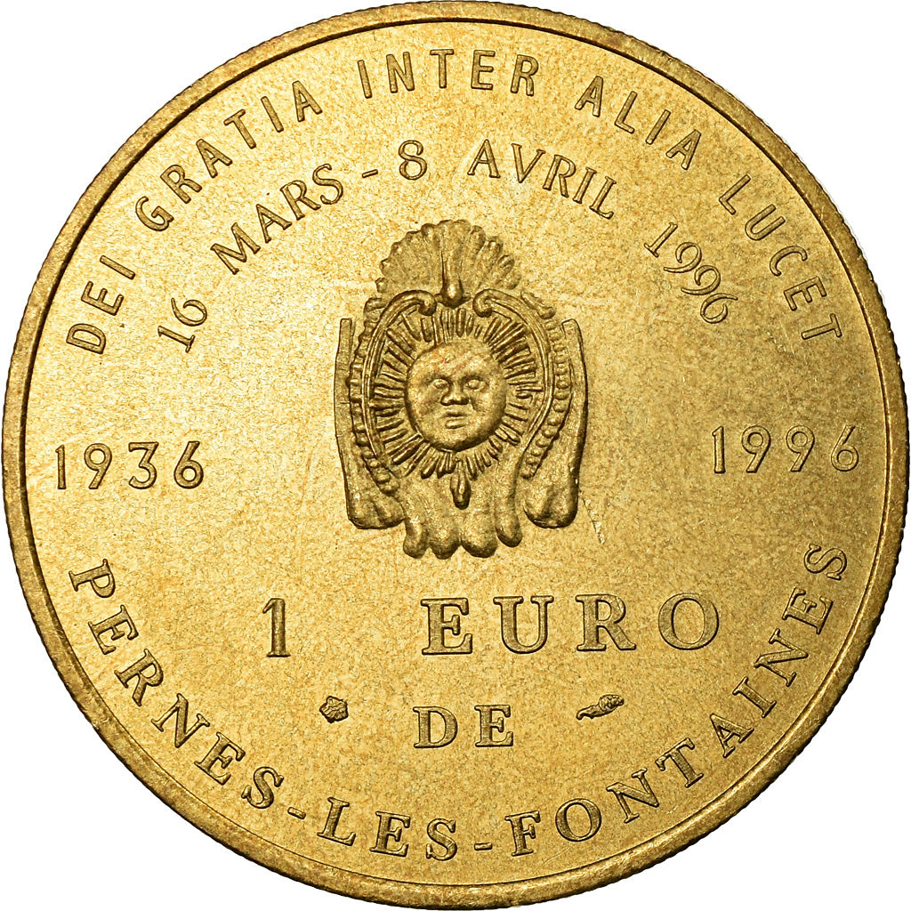France, Token, 1 Euro de Pernes-les-Fontaines, 1996, MS(65-70)