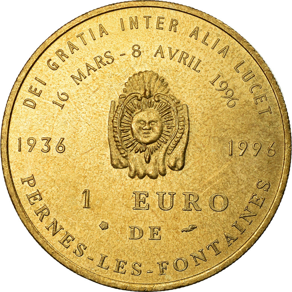 France, Jeton, 1 Euro de Pernes-les-Fontaines, 1996, FDC, Copper-Nickel-Aluminum