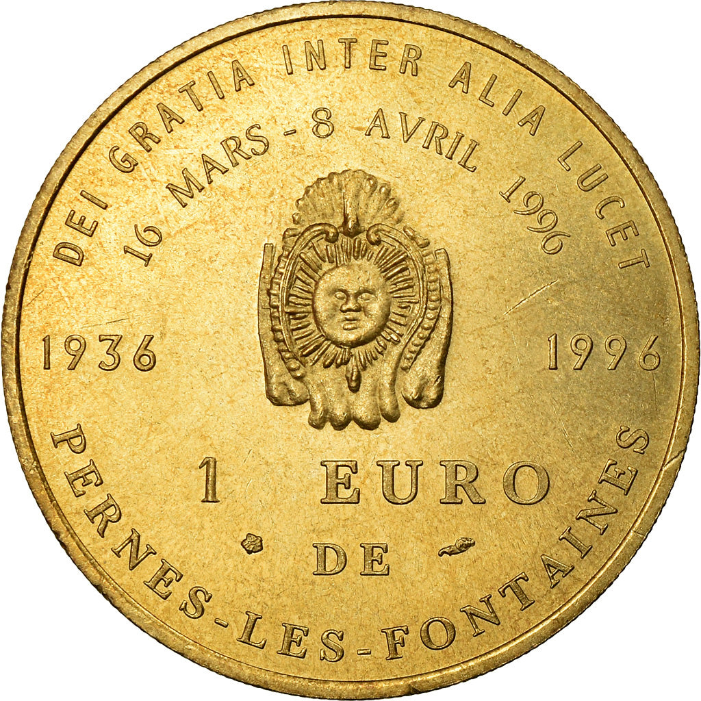 France, Token, 1 Euro de Pernes-les-Fontaines, 1996, MS(64)