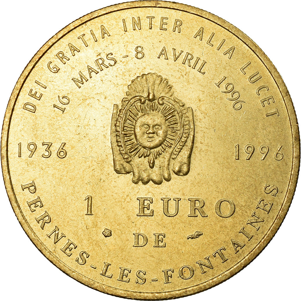 France, Jeton, 1 Euro de Pernes-les-Fontaines, 1996, SPL+