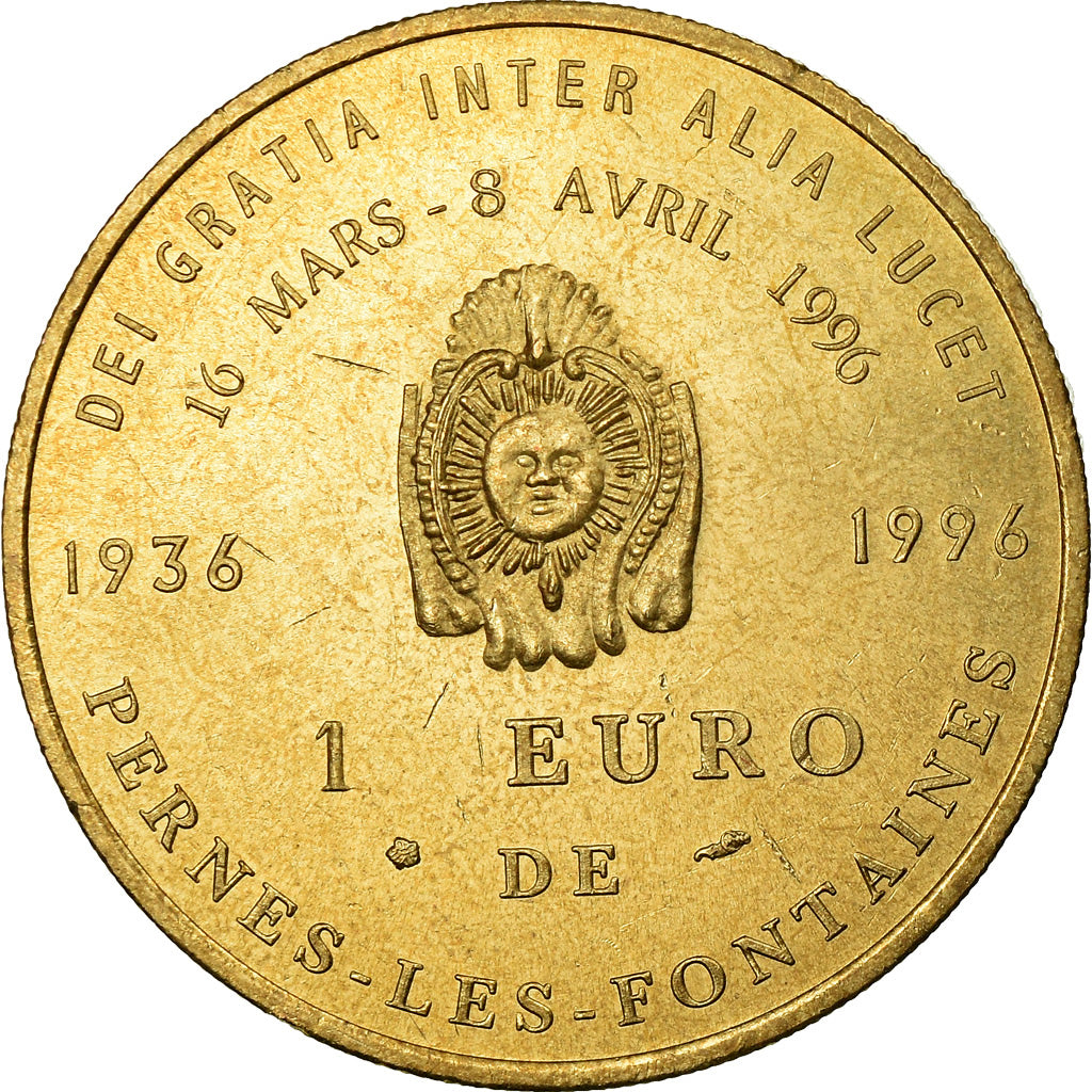Francia, Token, 1 Euro de Pernes-les-Fontaines, 1996, SC+, Cobre - níquel -