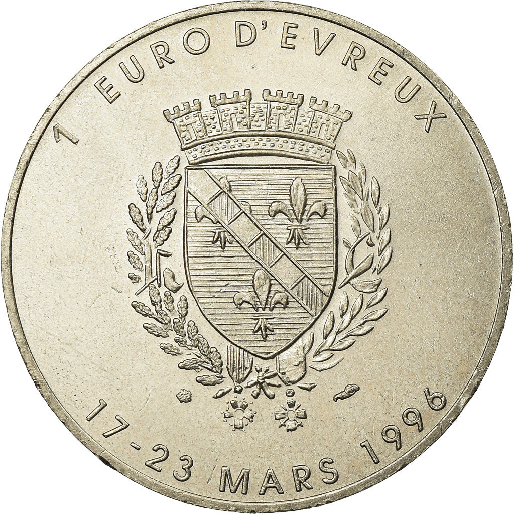Francia, Token, 1 Euro Ville d'Evreux, 1996, FDC, Cobre - níquel