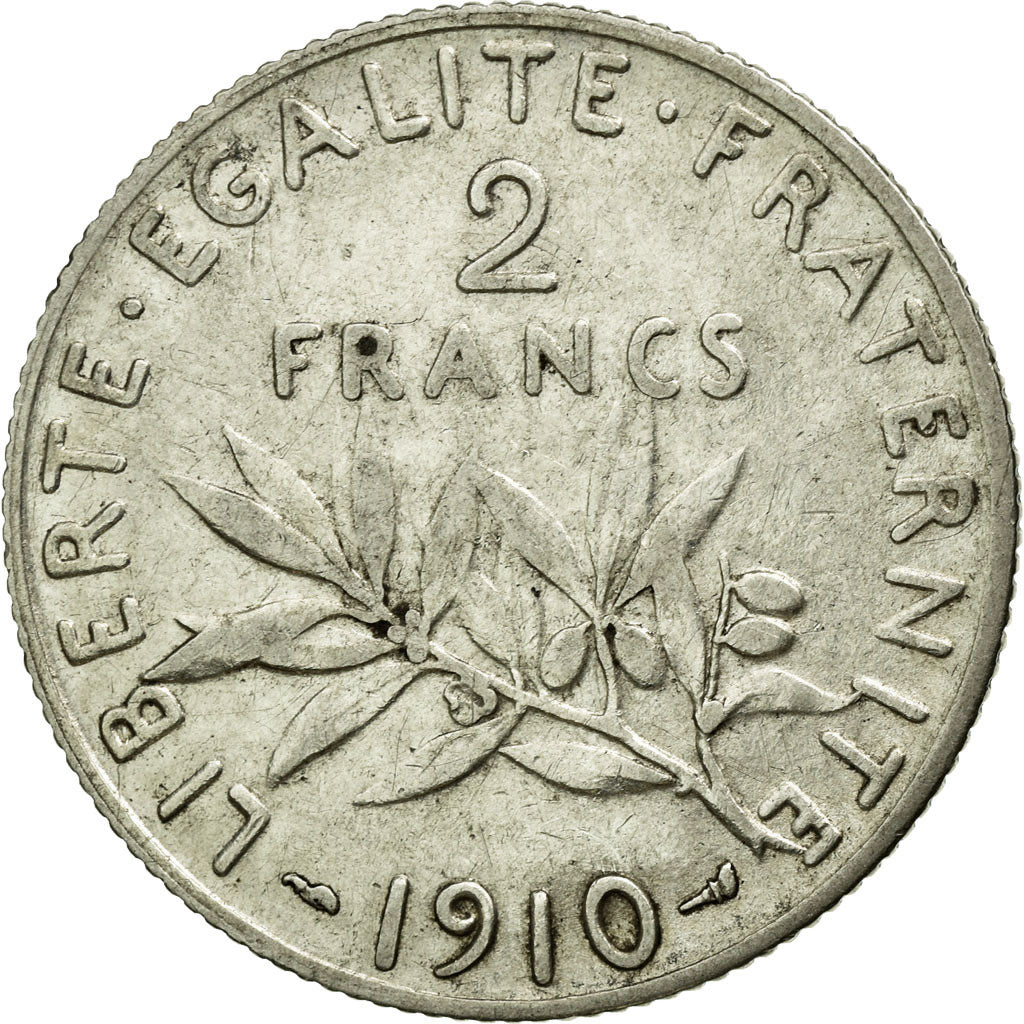 Coin, France, Semeuse, 2 Francs, 1910, EF(40-45), Silver, Gadoury:532