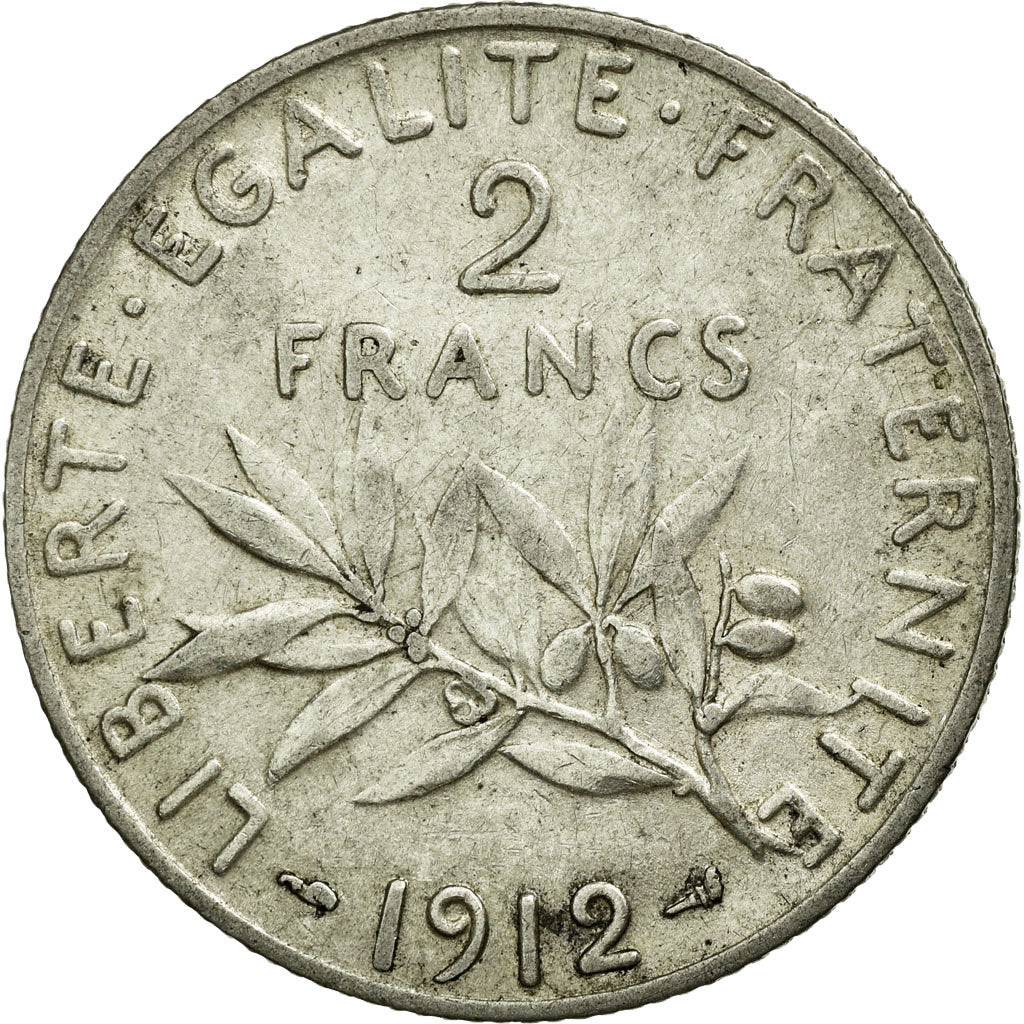 Münze, Frankreich, Semeuse, 2 Francs, 1912, SS+, Silber, Gadoury:532