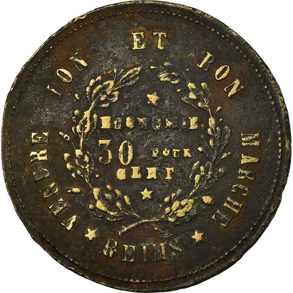France, Token, L'Hérisse, Chapellerie, Reims, VF(20-25), Brass