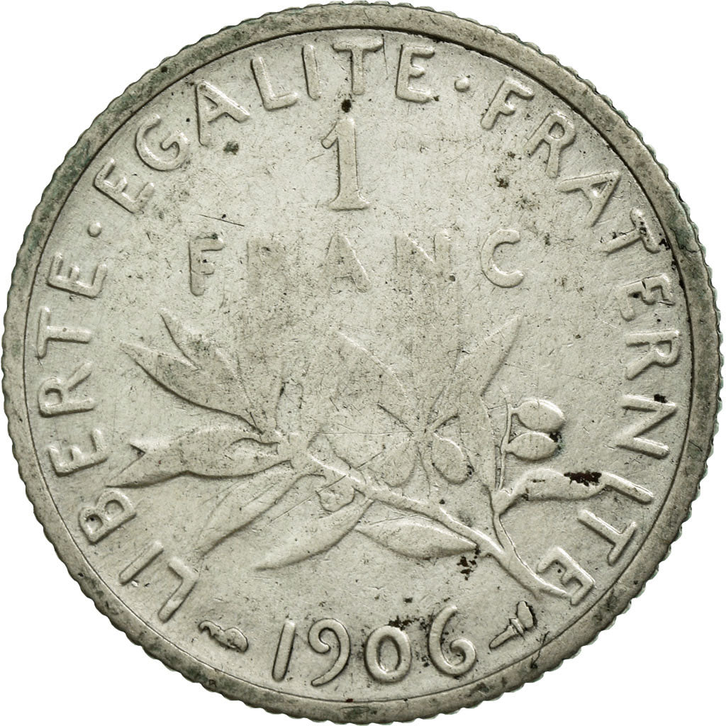 Moneta, Francia, Semeuse, Franc, 1906, MB, Argento, Gadoury:467