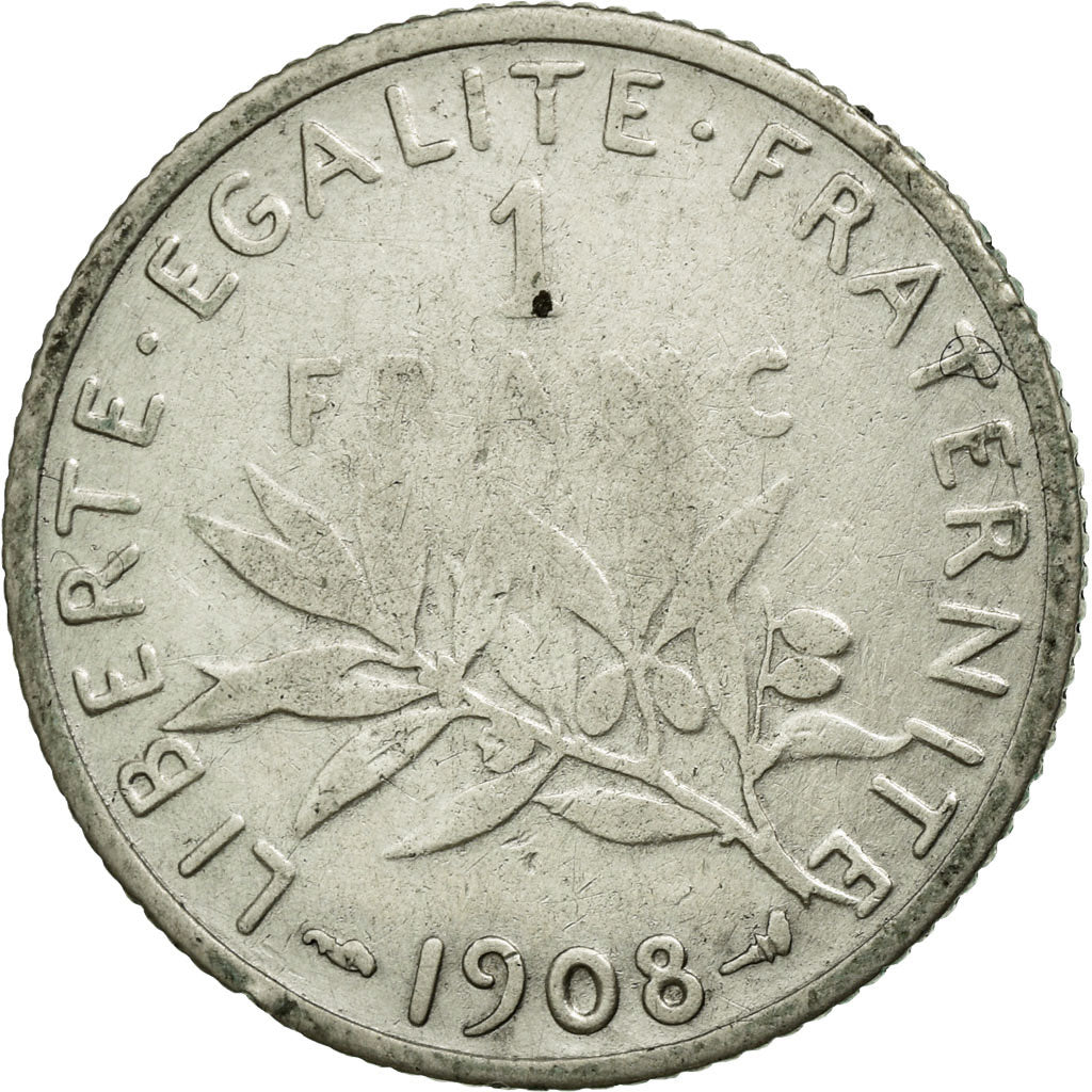Monnaie, France, Semeuse, Franc, 1908, TB, Argent, Gadoury:467