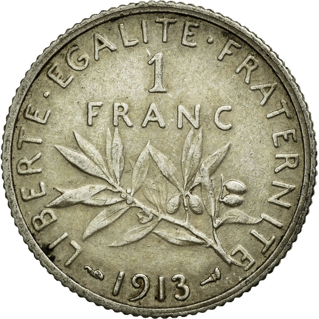 Coin, France, Semeuse, Franc, 1913, AU(50-53), Silver, Gadoury:467