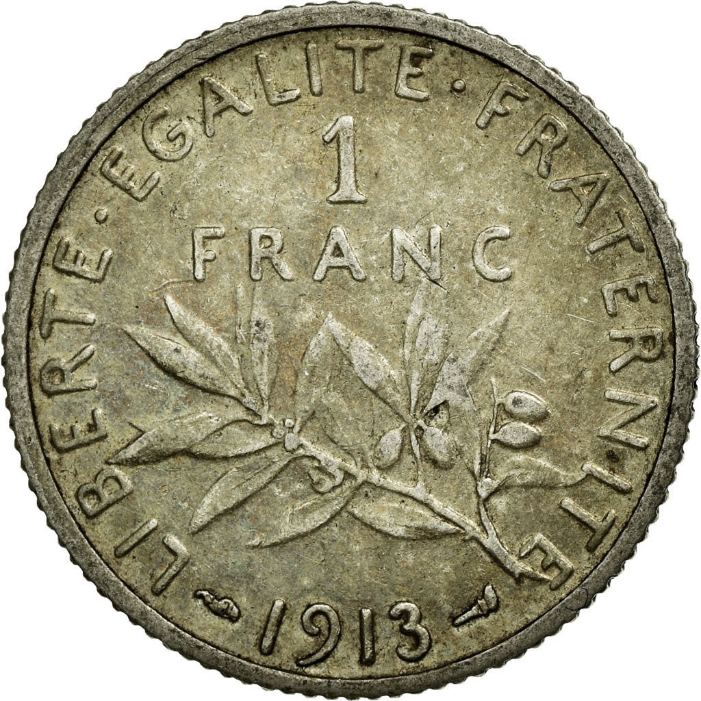 Coin, France, Semeuse, Franc, 1913, AU(50-53), Silver, Gadoury:467