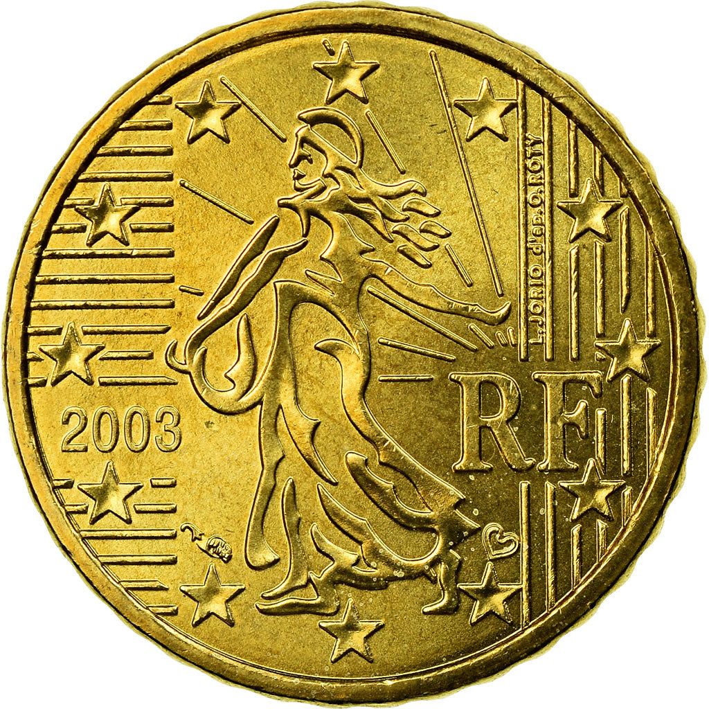 Francia, 10 Euro Cent, 2003, SPL-, Ottone, Gadoury:4a., KM:1285