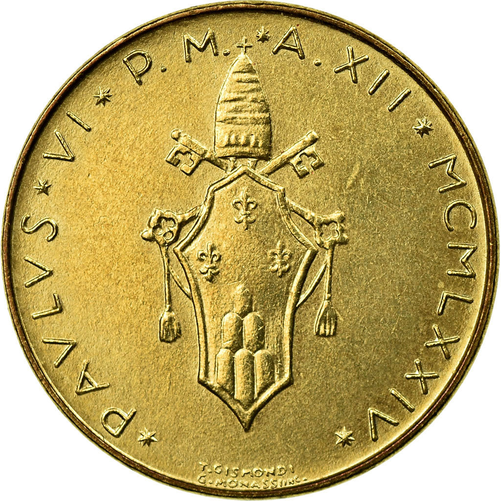 Munten, Vaticaanstad, Paul VI, 20 Lire, 1974, Roma, PR, Aluminum-Bronze, KM:120