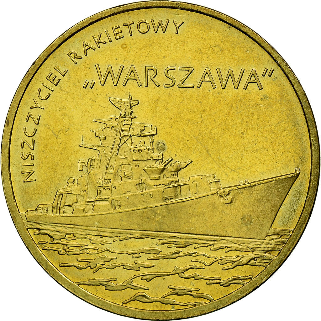 Moneta, Polonia, Polish Ships - Warszawa Guided-Missle Destroyer, 2 Zlotych