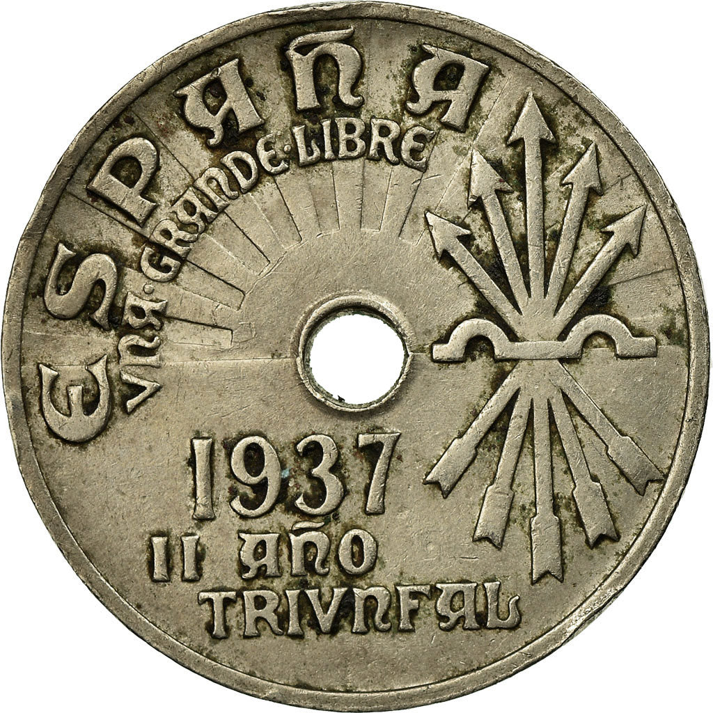 Coin, Spain, 25 Centimos, 1937, Vienna, EF(40-45), Copper-nickel, KM:753