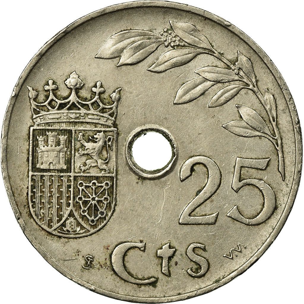 Coin, Spain, 25 Centimos, 1937, Vienna, EF(40-45), Copper-nickel, KM:753