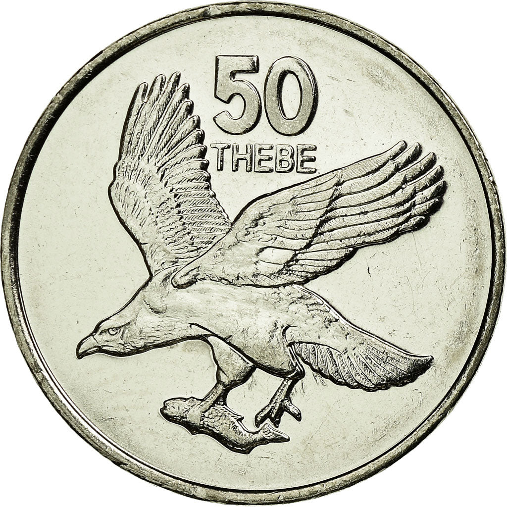 Coin, Botswana, 50 Thebe, 2001, British Royal Mint, AU(55-58), Nickel plated