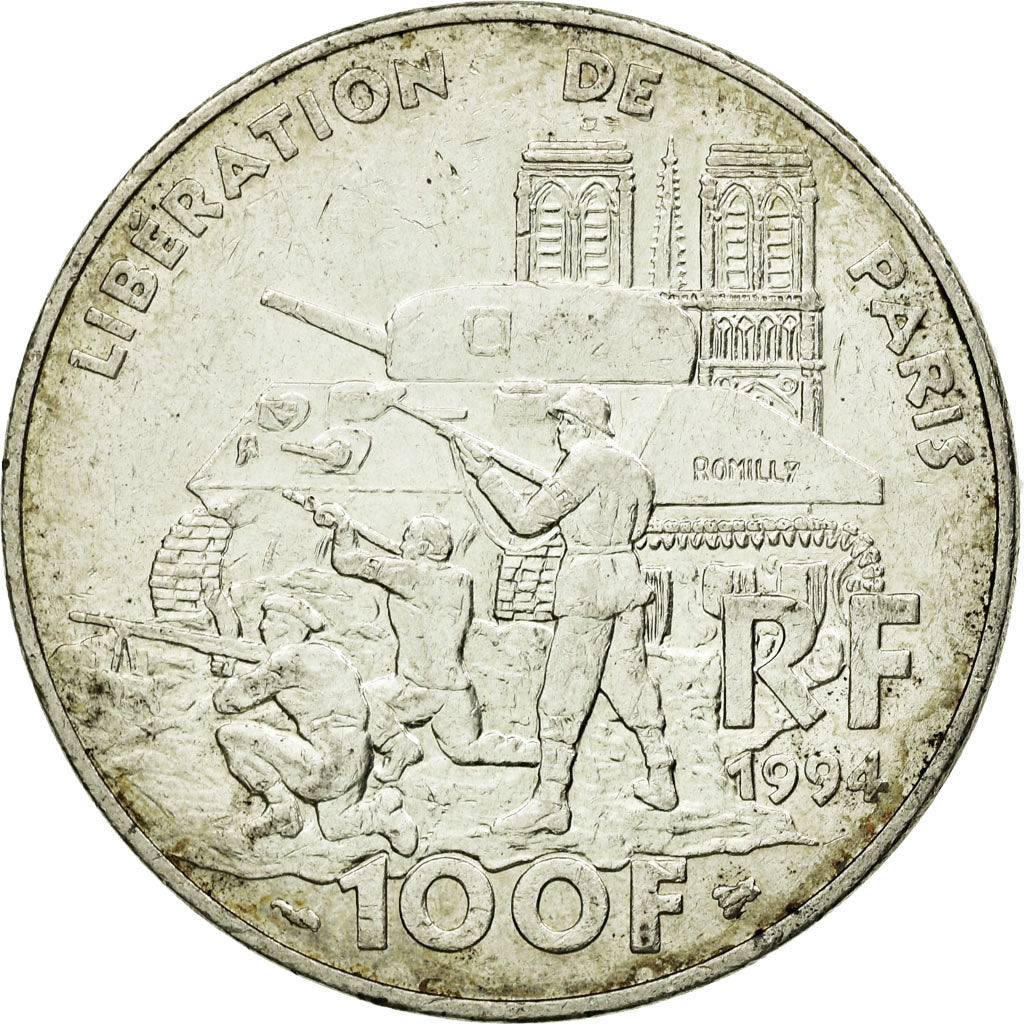 Coin, France, Libération de Paris, 100 Francs, 1994, AU(50-53), Silver