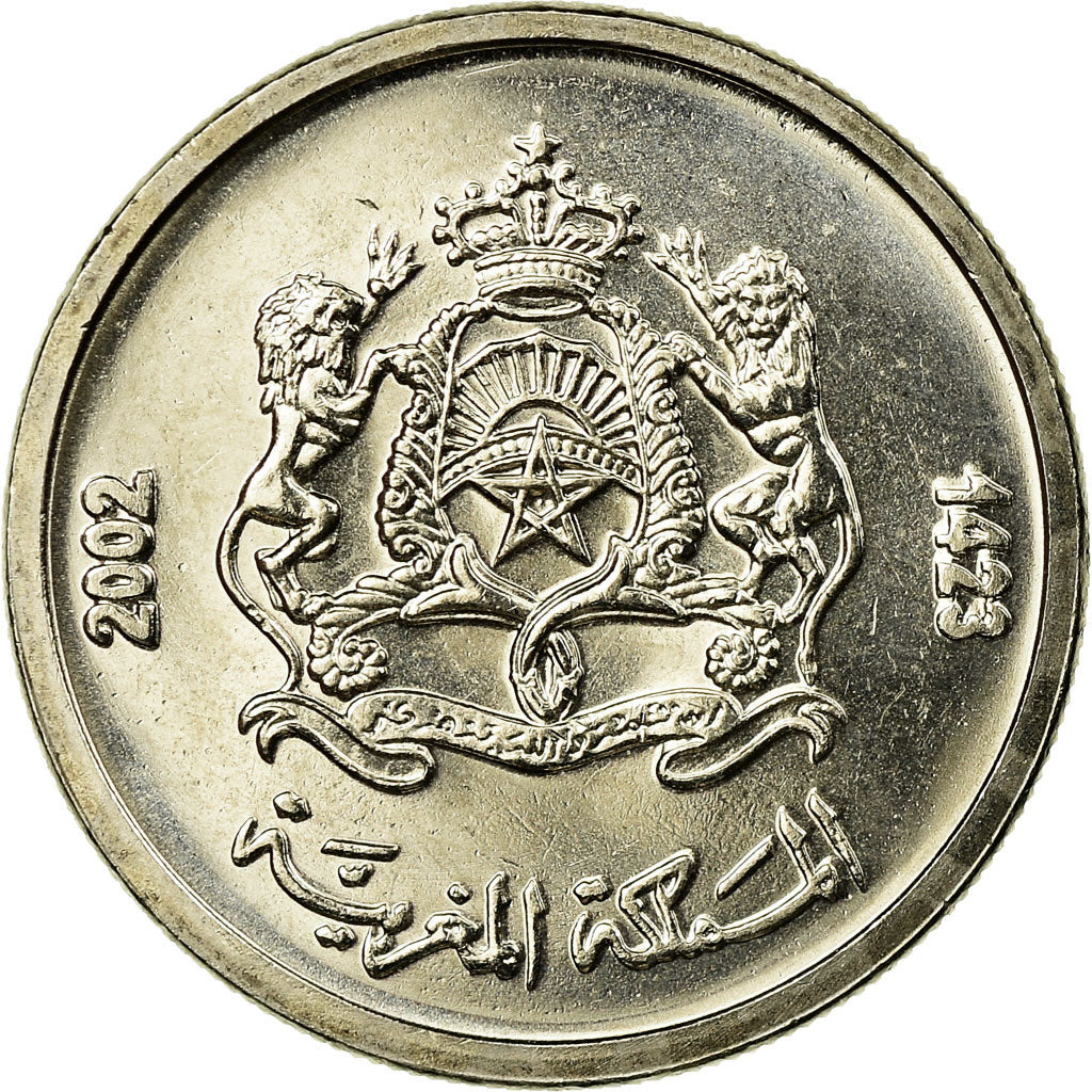 Moneda, Marruecos, Mohammed VI, 1/2 Dirham, 2002/AH1423, Paris, SC, Cobre -