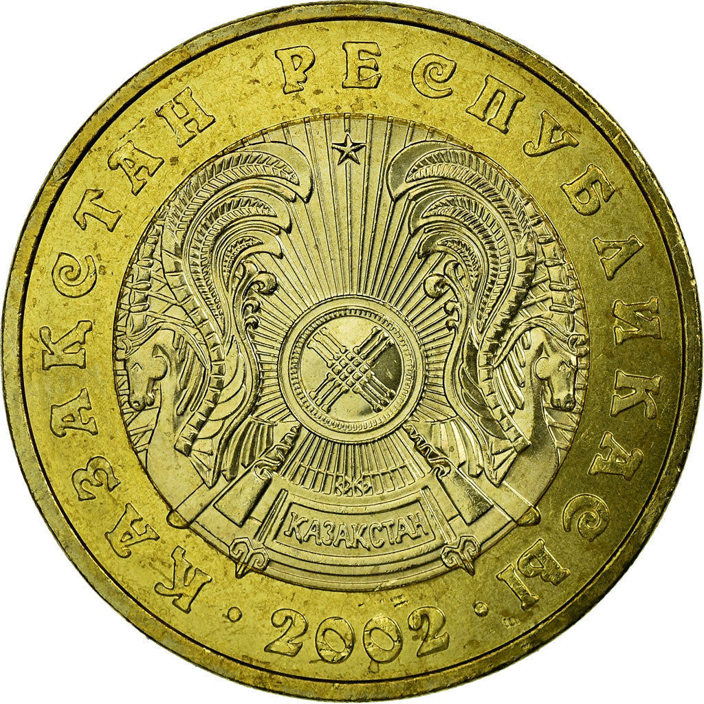 Moneta, Kazakistan, 100 Tenge, 2002, Kazakhstan Mint, SPL-, Bi-metallico, KM:39