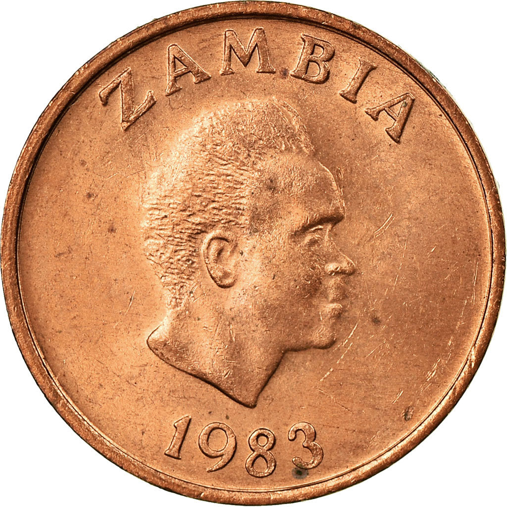 Coin, Zambia, Ngwee, 1983, British Royal Mint, EF(40-45), Copper Clad Steel