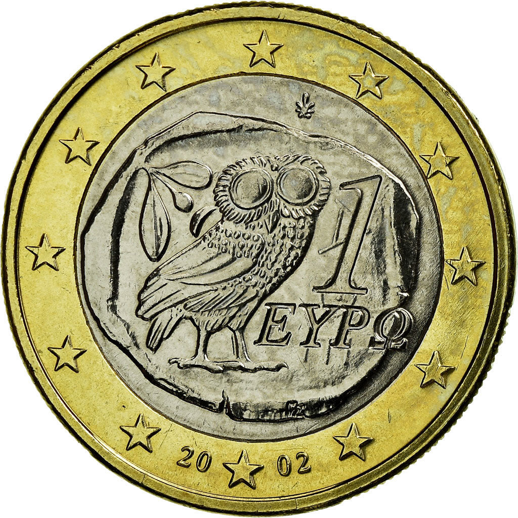Grecia, Euro, 2002, MBC, Bimetálico, KM:187